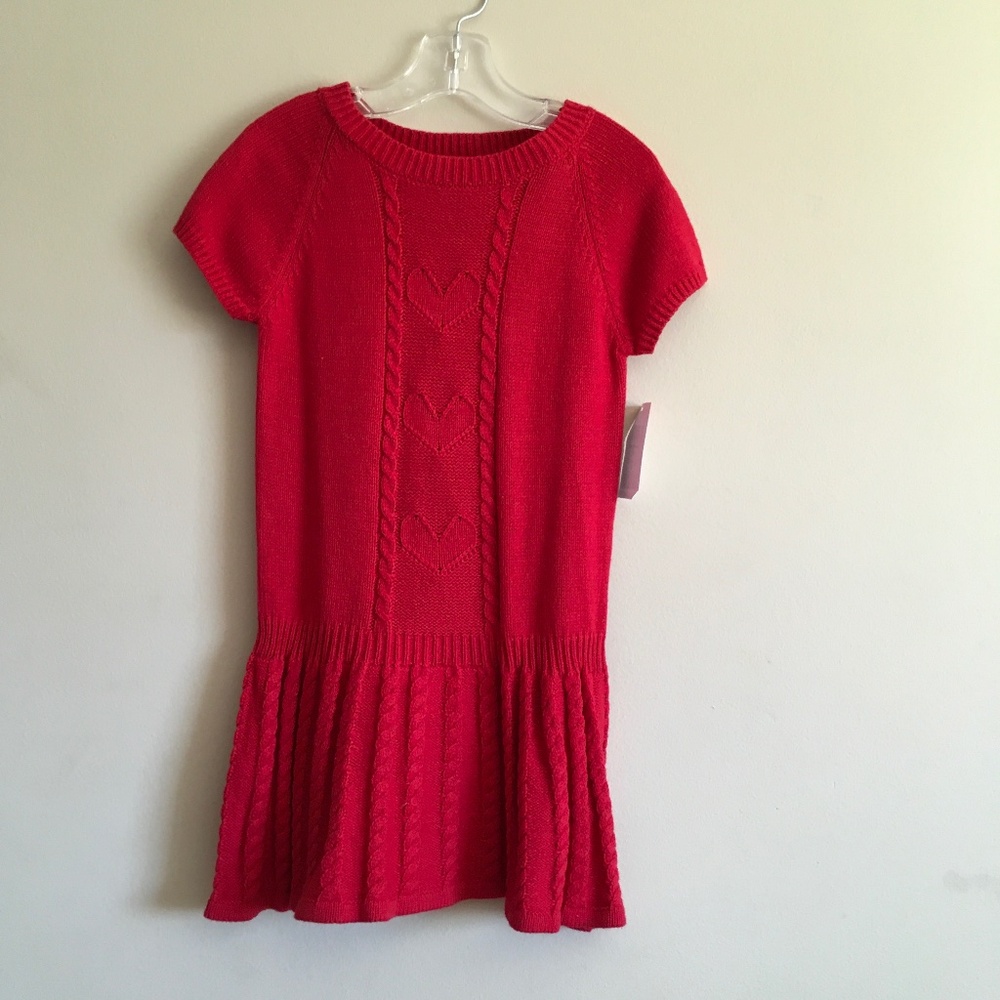 Wonderkids Girl Red cable knit Sweater Dress with tight size 5T.